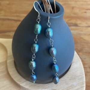 Teal drop earrings